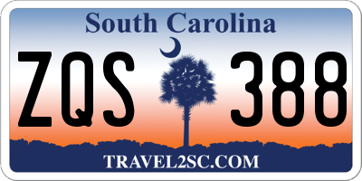 SC license plate ZQS388