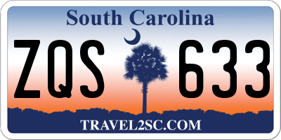 SC license plate ZQS633