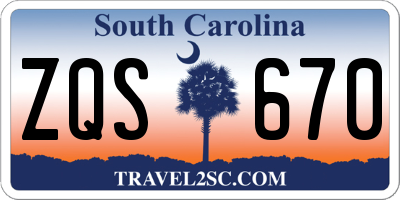 SC license plate ZQS670