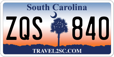 SC license plate ZQS840