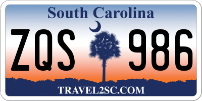 SC license plate ZQS986
