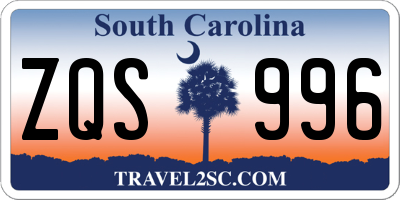 SC license plate ZQS996