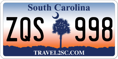 SC license plate ZQS998