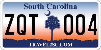 SC license plate ZQT004