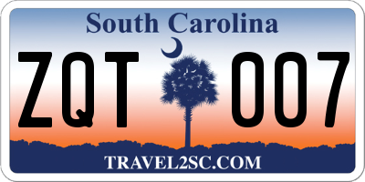 SC license plate ZQT007