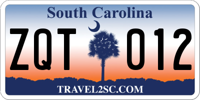 SC license plate ZQT012