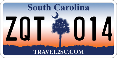 SC license plate ZQT014