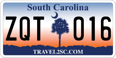 SC license plate ZQT016