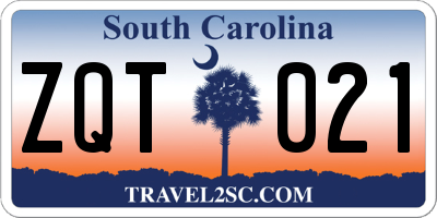 SC license plate ZQT021