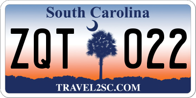 SC license plate ZQT022