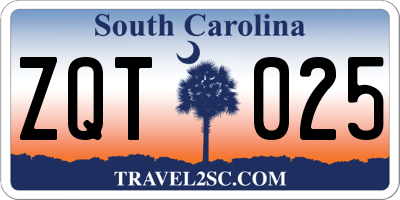 SC license plate ZQT025