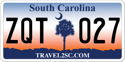 SC license plate ZQT027