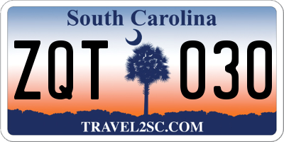 SC license plate ZQT030