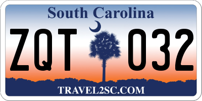 SC license plate ZQT032
