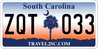SC license plate ZQT033