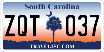 SC license plate ZQT037