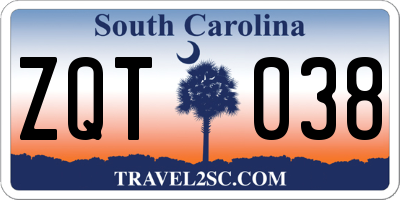 SC license plate ZQT038