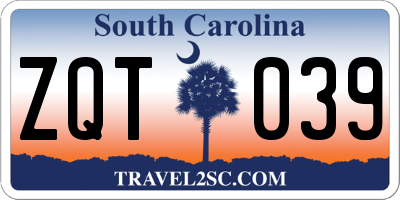 SC license plate ZQT039