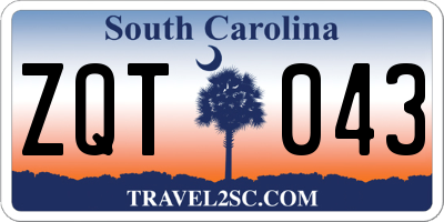 SC license plate ZQT043