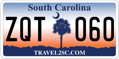 SC license plate ZQT060