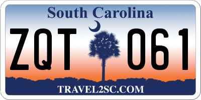 SC license plate ZQT061