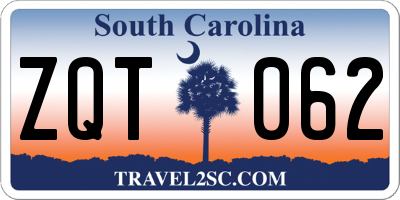 SC license plate ZQT062