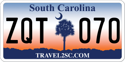 SC license plate ZQT070