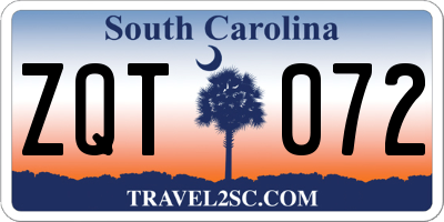 SC license plate ZQT072