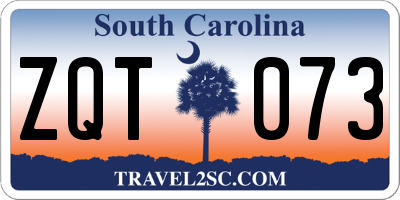 SC license plate ZQT073