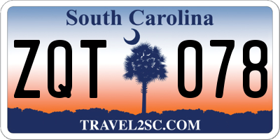 SC license plate ZQT078