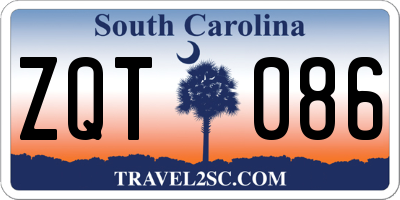 SC license plate ZQT086