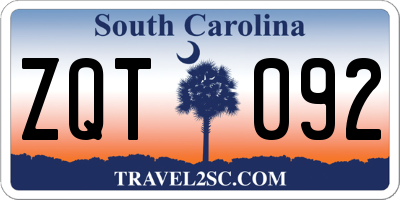 SC license plate ZQT092