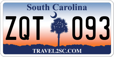 SC license plate ZQT093