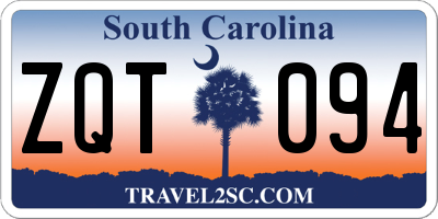 SC license plate ZQT094