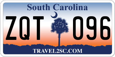 SC license plate ZQT096