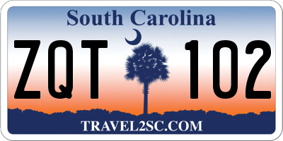 SC license plate ZQT102