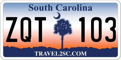 SC license plate ZQT103