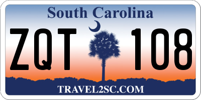 SC license plate ZQT108