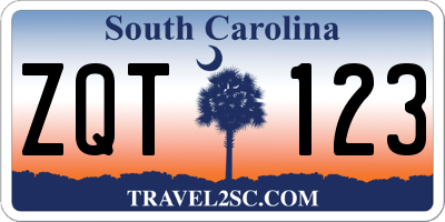 SC license plate ZQT123