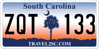 SC license plate ZQT133