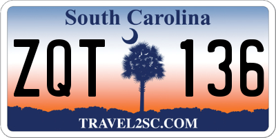 SC license plate ZQT136