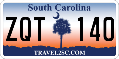SC license plate ZQT140