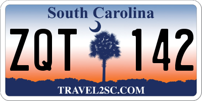 SC license plate ZQT142