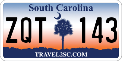 SC license plate ZQT143