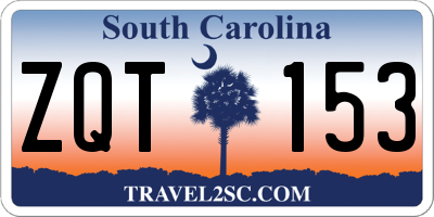 SC license plate ZQT153