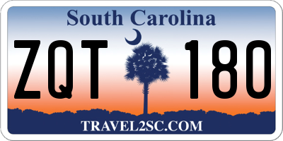 SC license plate ZQT180