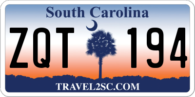 SC license plate ZQT194