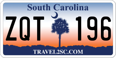 SC license plate ZQT196
