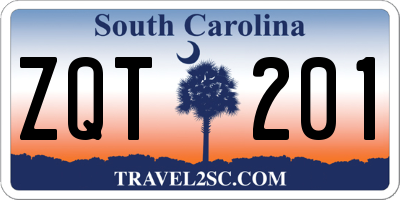 SC license plate ZQT201