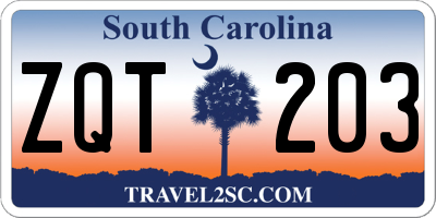 SC license plate ZQT203